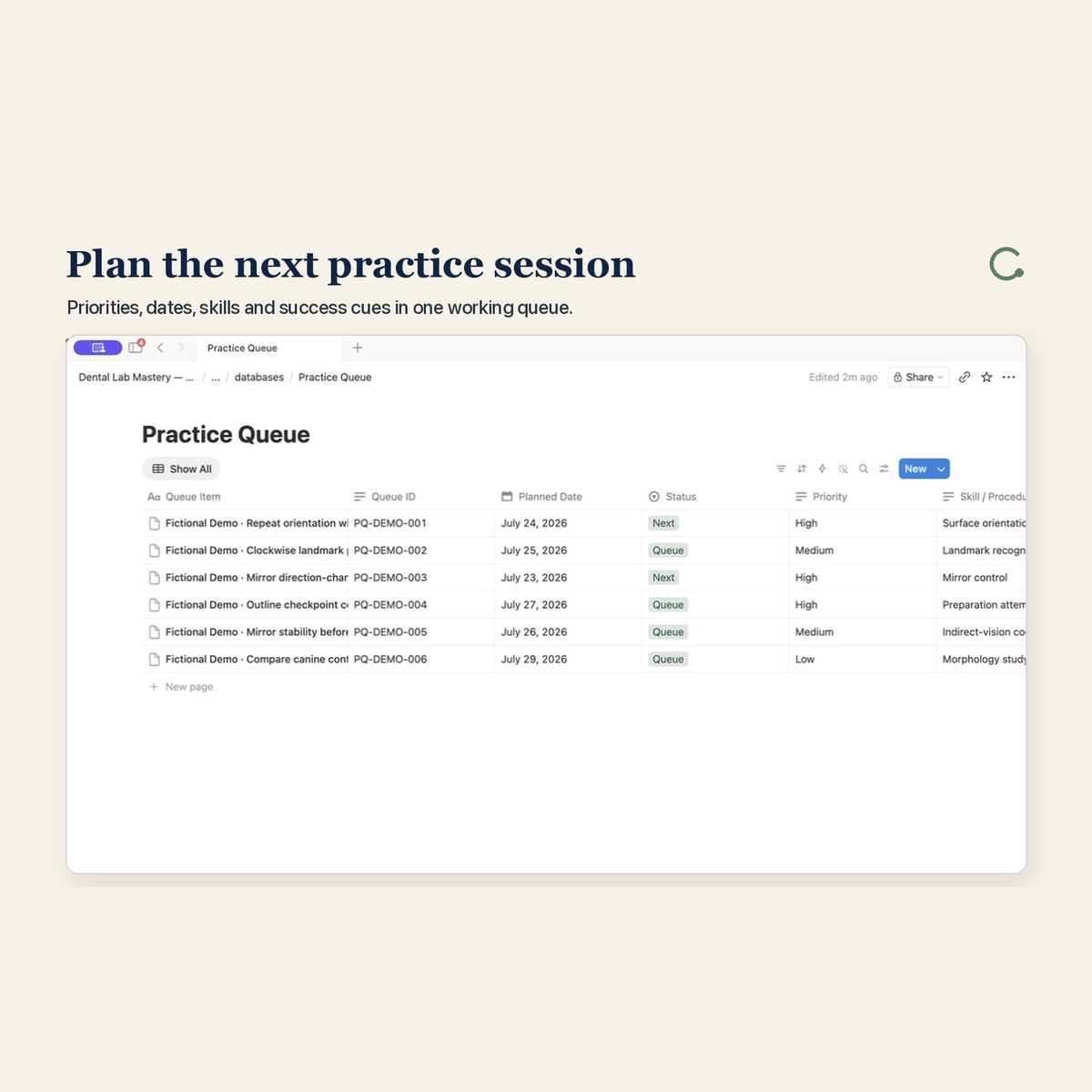 Dental Lab Mastery fictional demonstration dashboard