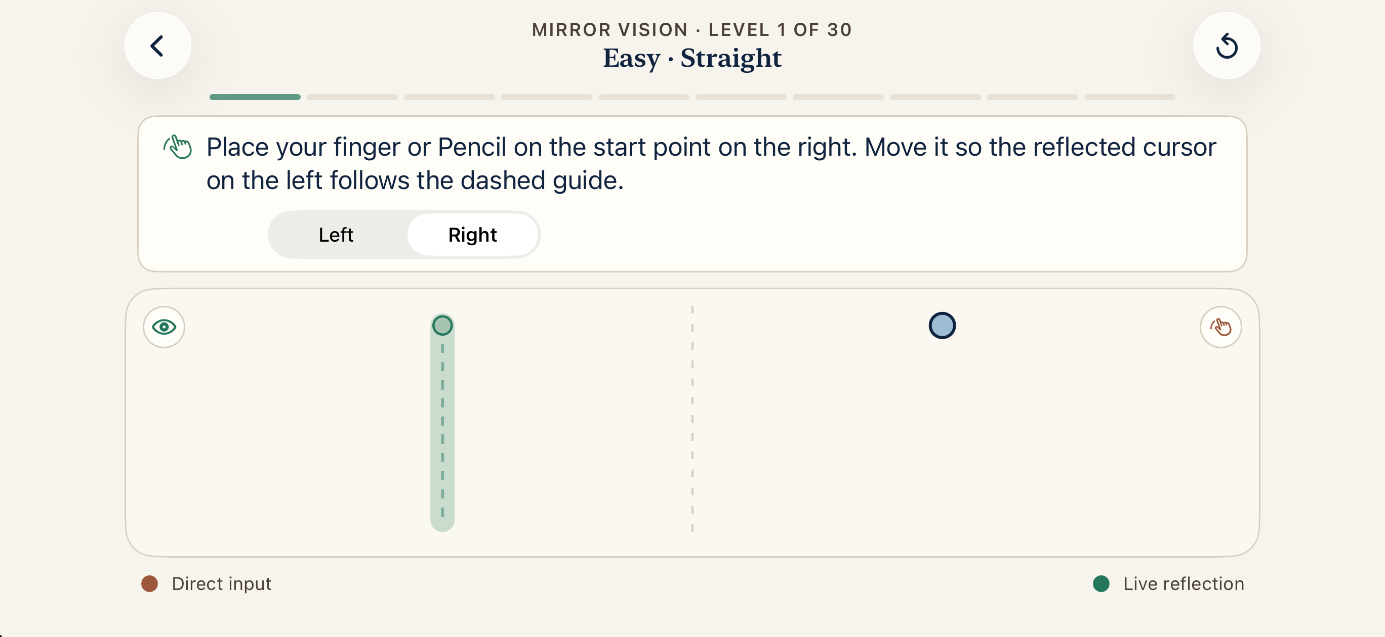 Mirror vision drill on iPhone Air in landscape.