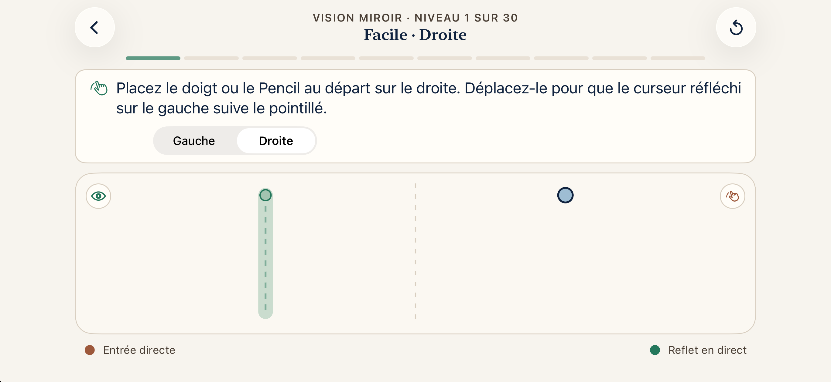 Exercice de vision indirecte sur iPhone Air en mode paysage.